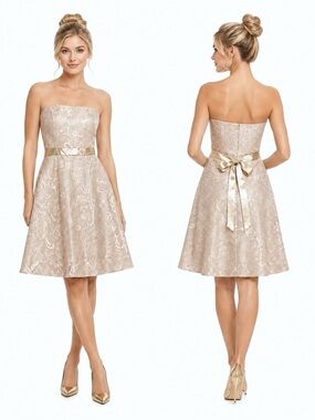 Scott McClintock Strapless Brocade Cocktail Homecoming Dress Champagne Size 10